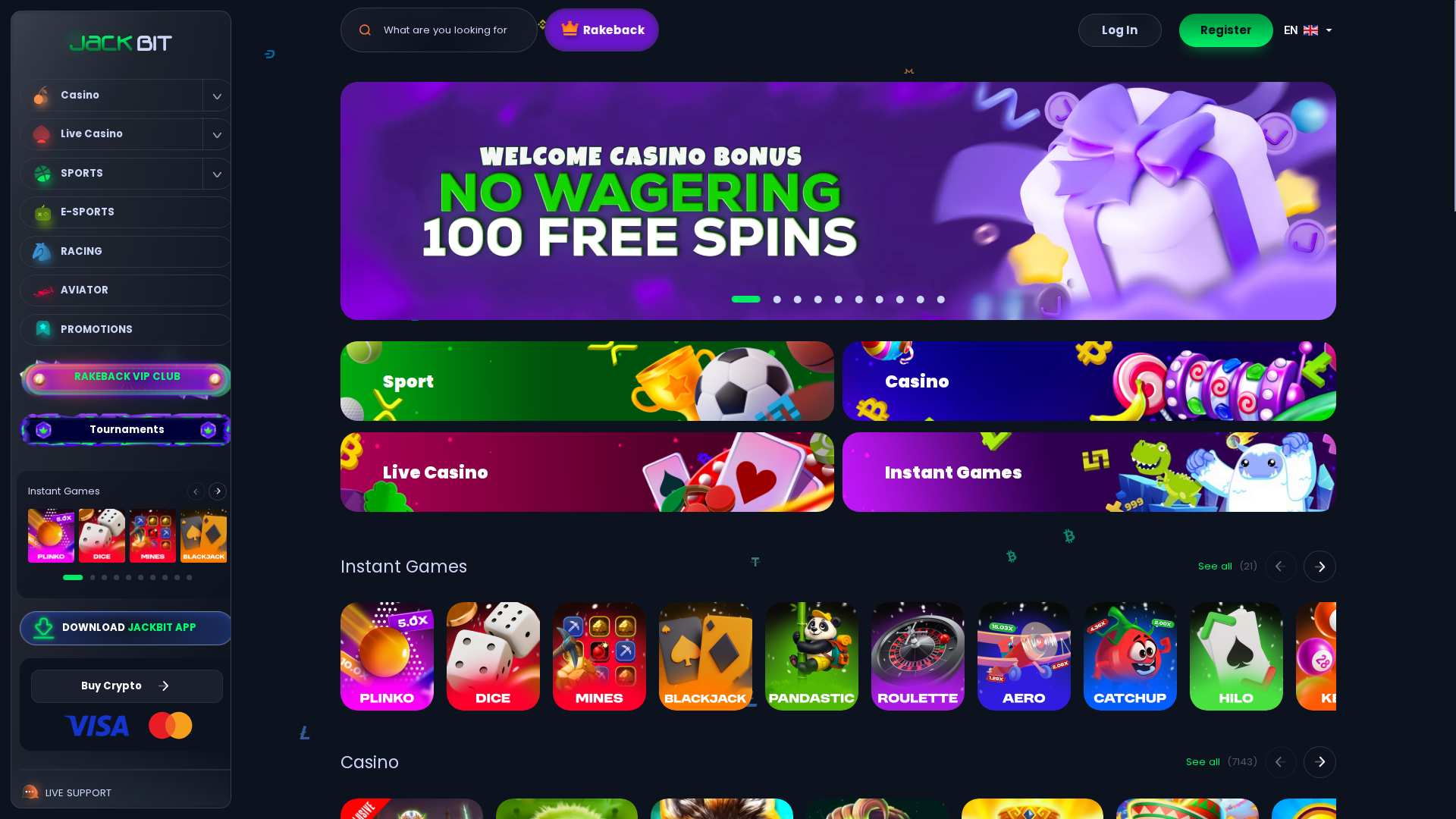 Jackbit Casino Homepage